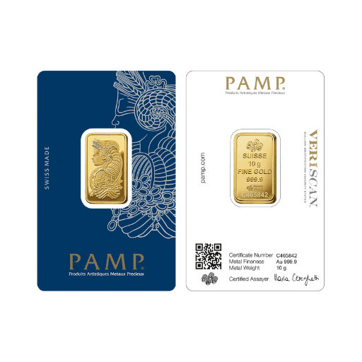 10g PAMP Suisse Gold Bar, 10 g 24K